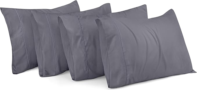 Pack of 4 Standard Size Pillowcases – Envelope Closure Design – Soft, Skin-Friendly, Fade-Resistant, Easy Care – 30 x 20 Inches