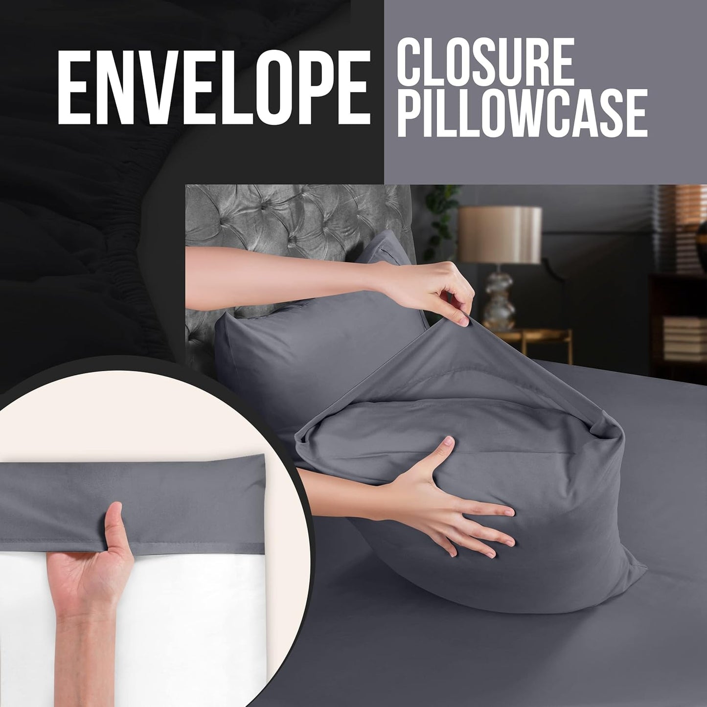 Pack of 4 Standard Size Pillowcases – Envelope Closure Design – Soft, Skin-Friendly, Fade-Resistant, Easy Care – 30 x 20 Inches