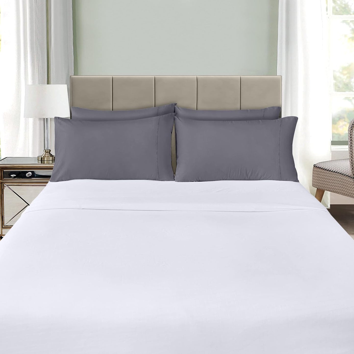 Pack of 4 Standard Size Pillowcases – Envelope Closure Design – Soft, Skin-Friendly, Fade-Resistant, Easy Care – 30 x 20 Inches