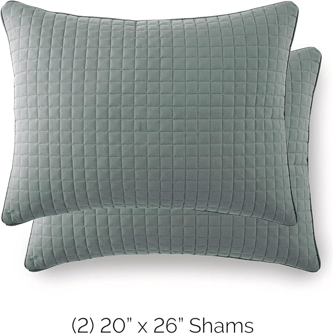 Blue Pillowcase 20" x 26", Decorative Pillowcase Standard Size 2-Piece Set for Twin/Double/King Size, Quilted Pillowcase Complements Duvet Cover, Steel Blue