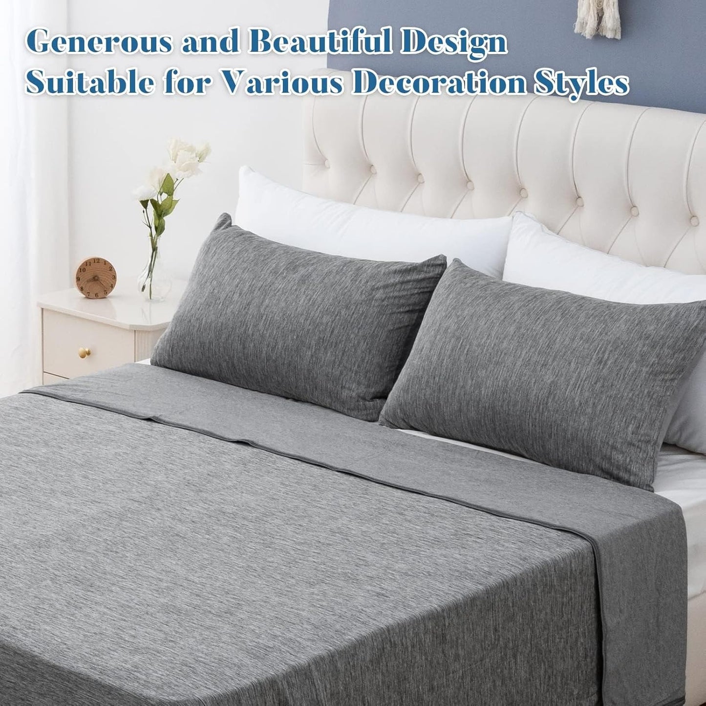 Cooling Pillowcase Zipper Pillowcases for Hot Sleepers, Soft, Breathable, Skin-Friendly, 2-Pack (Standard, 20" x 26", Gray)