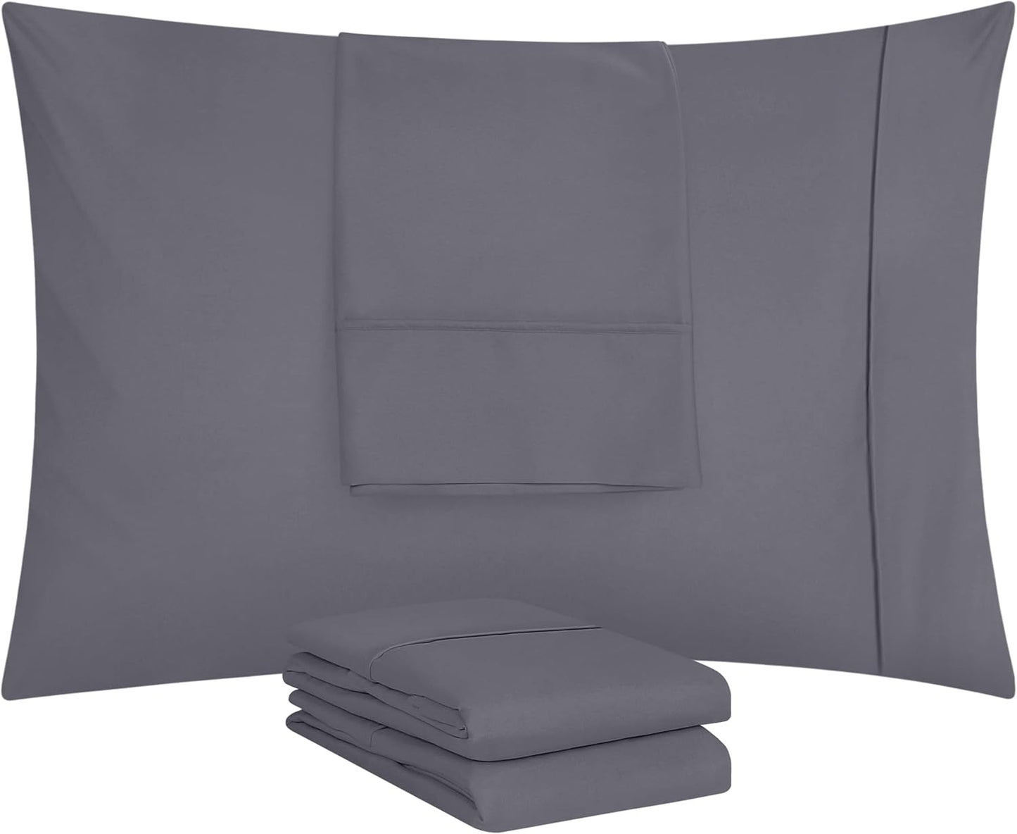 Pack of 4 Standard Size Pillowcases – Envelope Closure Design – Soft, Skin-Friendly, Fade-Resistant, Easy Care – 30 x 20 Inches