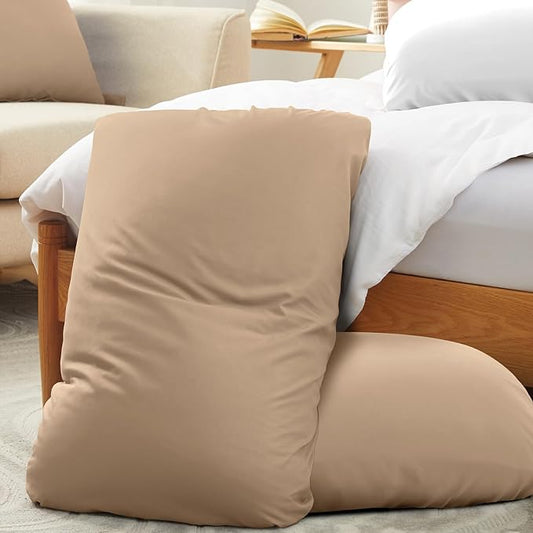 2-Pack Microfiber Pillowcases, Taupe Travel Elastic Bed Pillowcases, 1800 Thread Count Soft Pillowcases for Standard and Queen Pillows, 20 x 26 Inches