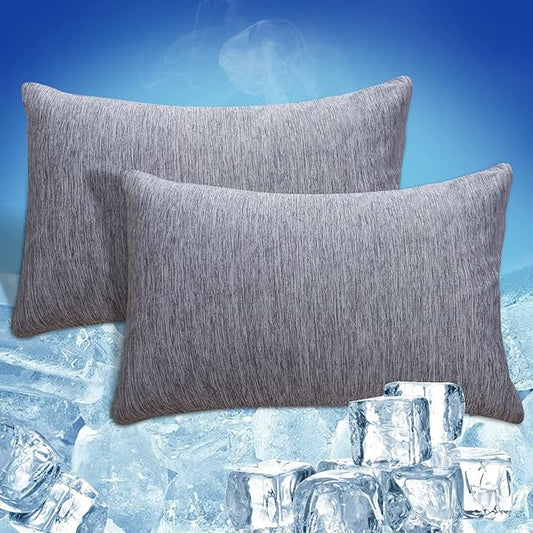Cooling Pillowcase Zipper Pillowcases for Hot Sleepers, Soft, Breathable, Skin-Friendly, 2-Pack (Standard, 20" x 26", Gray)