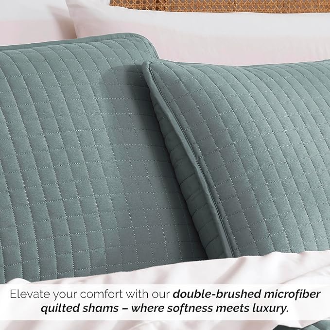 Blue Pillowcase 20" x 26", Decorative Pillowcase Standard Size 2-Piece Set for Twin/Double/King Size, Quilted Pillowcase Complements Duvet Cover, Steel Blue